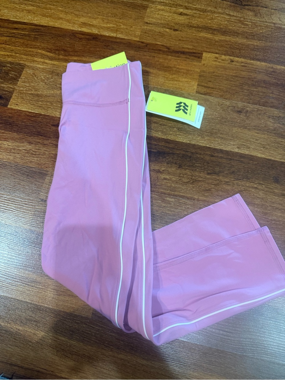 Girls' Pink/Purple Active Everyday Soft Leggings White Trim High Ride FullLength
